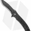 John Kubasek Recurve Drop Point Flipper Knife Shred Carbon Fiber (3.5" CF/D2)