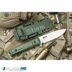 Kizlyar Supreme Sturm AUS-8 Fixed Blade Knife OD Green G-10 (4.625" Satin) -Avokelavavat Sales Store KK0027 beauty shot