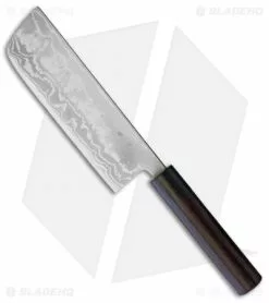 Kanetsune Nakiri Kitchen Knife Black Plywood (7" Damascus) KC462