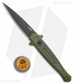 Kershaw Launch 8 Stiletto Automatic Knife Green/CF (3.5" Black) -Avokelavavat Sales Store Kershaw Launch 8 Stiletto Auto Green CF Black KER7150OLBLK BHQ 109602 jr bottlecap
