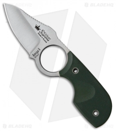 Kizlyar Supreme Knives Amigo X D2 Fixed Blade Green G-10 (2.75" Satin) KK087 3 Kizlyar Supreme Knives Amigo X D2 Fixed Blade Green G-10 (2.75" Satin) KK087