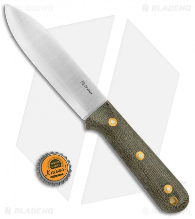LT Wright Knives L.T. Wright Gen 5 Fixed Blade Knife Green Micarta Scandi (5.25" Satin A2) 6 LT Wright Knives L.T. Wright Gen 5 Fixed Blade Knife Green Micarta Scandi (5.25" Satin A2) - Image 4
