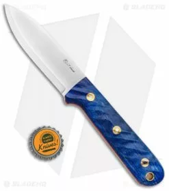 LT Wright Knives Genesis Scandi Knife Blue Maple/Orange Liner (4.25" Satin) -Avokelavavat Sales Store LT Wright Knives Genesis Scandi Blue Maple Orange Liner Satin BHQ 99115 jr bottlecap