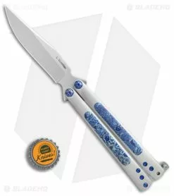 Les Voorhies Custom Knives Balisong Butterfly Knife Timascus (4.1" Satin) -Avokelavavat Sales Store Les Voorhies Custom Knives Butterfly timascus satin BHQ 75579 er bottlecap