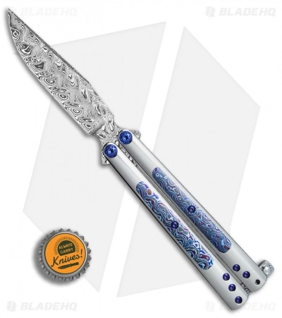 Les Voorhies Custom Model 2 Balisong Butterfly Knife Timascus (4.25" Damasteel) 6 Les Voorhies Custom Model 2 Balisong Butterfly Knife Timascus (4.25" Damasteel) - Image 4