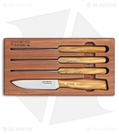 LionSteel 4-Piece Steak Knife Set Olive Wood (4.125" Satin) 9001S UL 3 LionSteel 4-Piece Steak Knife Set Olive Wood (4.125" Satin) 9001S UL