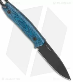 LionSteel M1 Fixed Blade Knife Blue Micarta (2.9" Black DLC M4) BHQ Exclusive -Avokelavavat Sales Store LionSteel Exclusive M1 Fixed Blade Blue Canvas Micarta M4 Black BHQ 143260 jr spine