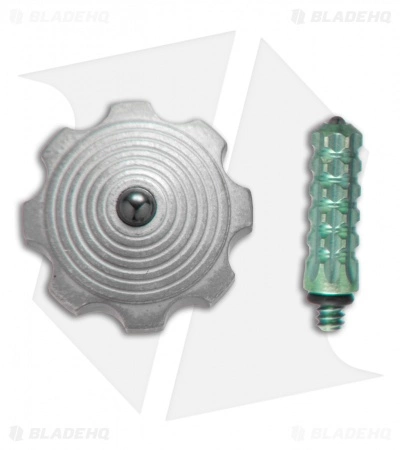 Marfione Custom Knives Mini Spin Top - Apocalyptic Stainless Steel/Green Ti Stem 4 Marfione Custom Knives Mini Spin Top - Apocalyptic Stainless Steel/Green Ti Stem - Image 2