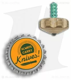 Marfione Custom Knives Mini Spin Top - Brass W/ Green Ti Stem -Avokelavavat Sales Store Marfione Custom Knives mini spin top brass green ti stem BHQ 68123 er size