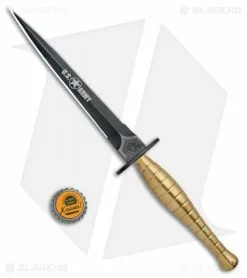 Medford Knife & Tool Medford FS Commando ARMY Dagger Fixed Blade Knife Brass (7" Black) -Avokelavavat Sales Store Medford FS Commando Army Dagger Brass Black BHQ 100889 jr bottlecap