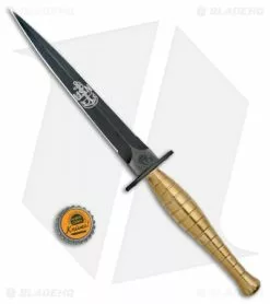 Medford Knife & Tool Medford FS Commando SEALS Dagger Fixed Blade Knife Brass (7" Black) -Avokelavavat Sales Store Medford FS Commando SEALS Dagger Brass Black BHQ 100890 jr bottlecap