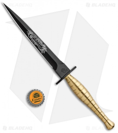 Medford Knife & Tool Medford FS Commando USMC Dagger Fixed Blade Knife Brass (7" Black) 6 Medford Knife & Tool Medford FS Commando USMC Dagger Fixed Blade Knife Brass (7" Black) - Image 4