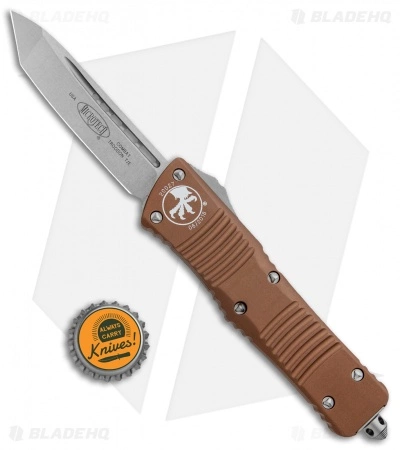 Microtech Combat Troodon Tanto Automatic OTF Knife Tan (3.8" Stonewash) 144-10TA 6 Microtech Combat Troodon Tanto Automatic OTF Knife Tan (3.8" Stonewash) 144-10TA - Image 4