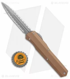 Microtech Cypher D/E OTF Automatic Knife Smooth Tan (4" Apocalyptic Full Serr) -Avokelavavat Sales Store Microtech Cypher DE Smooth Tan Apocalyptic Full Serr BHQ 87578 er bottlecap jr