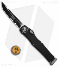 Microtech Halo VI Tanto OTF Automatic Knife Black (4.4" Black Serr) -Avokelavavat Sales Store Microtech Halo VI Tanto OTF Auto Black Black Serr 250 2 BHQ 87106 jr bottlecap 1