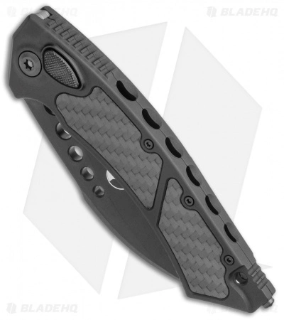 Microtech Signature Series Hawk Auto Knife Black Al. CF Inlay (4" Black DLC) 4 Microtech Signature Series Hawk Auto Knife Black Al. CF Inlay (4" Black DLC) - Image 2