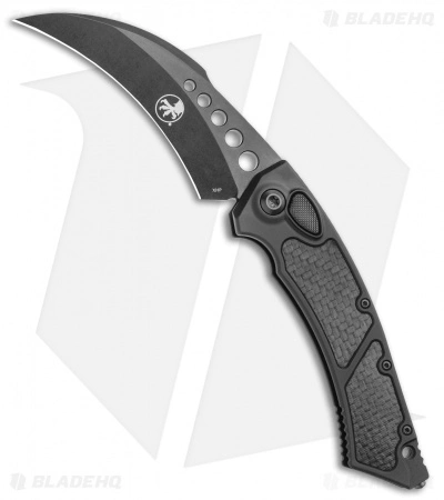Microtech Signature Series Hawk Auto Knife Black Al. CF Inlay (4" Black DLC) 3 Microtech Signature Series Hawk Auto Knife Black Al. CF Inlay (4" Black DLC)