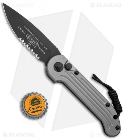 Microtech LUDT Gray Automatic Knife (3.4" Black Serr) 135-2GY 6 Microtech LUDT Gray Automatic Knife (3.4" Black Serr) 135-2GY - Image 4