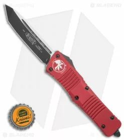 Microtech Combat Troodon Tanto OTF Knife Red (3.8" Black Plain) 144-1RD -Avokelavavat Sales Store Microtech Red Combat Troodon Tanto OTF Knife 3.8in Black Plain 144 1RD BHQ 9866 LS Bottlecap