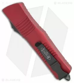 Microtech Combat Troodon Tanto OTF Knife Red (3.8" Black Plain) 144-1RD -Avokelavavat Sales Store Microtech Red Combat Troodon Tanto OTF Knife 3.8in Black Plain 144 1RD BHQ 9866 LS Side