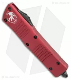 Microtech Combat Troodon Tanto OTF Knife Red (3.8" Black Plain) 144-1RD -Avokelavavat Sales Store Microtech Red Combat Troodon Tanto OTF Knife 3.8in Black Plain 144 1RD BHQ 9866 LS Spine