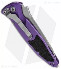 Microtech Socom Elite T/E Automatic Knife Purple (4" Stonewash) 161A-10PU -Avokelavavat Sales Store Microtech Socom Elite TE Auto Purple SW 161A 10PU BHQ 105174 jr side