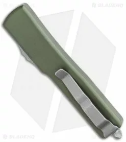 Microtech UTX-70 D/E OTF Automatic Knife OD Green (2.4" Apocalyptic) 147-10APOD -Avokelavavat Sales Store Microtech UTX 70 DE OTF Automatic Knife OD Green 2.4in Apocalyptic 147 10APOD BHQ 115740 LS Side