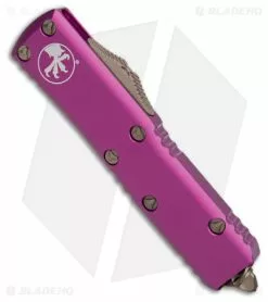 Microtech UTX-85 D/E OTF Automatic Knife Violet (3.125" Bronze) 232-13VI -Avokelavavat Sales Store Microtech UTX 85 DE OTF AK Violet 3in Bronze BHQ 181683 td spine
