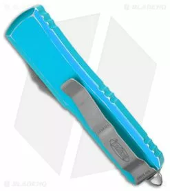 Microtech UTX-85 D/E OTF Automatic Knife Distressed Turquoise (3.1" Apocalyptic) -Avokelavavat Sales Store Microtech UTX 85 DE OTF Auto Distressed Turquoise Apocalyptic BHQ 178735 jr side
