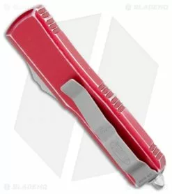 Microtech UTX-85 D/E OTF Automatic Knife Red Distressed (3.125" Stonewash) -Avokelavavat Sales Store Microtech UTX 85 DE OTF Auto Red Distressed SW 232 10DRD BHQ 100413 jr side