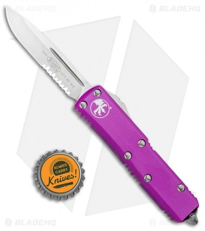 Microtech UTX-85 S/E OTF Automatic Knife Violet (3.125" Satin Serr) 6 Microtech UTX-85 S/E OTF Automatic Knife Violet (3.125" Satin Serr) - Image 4