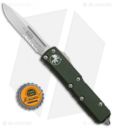 Microtech UTX-85 S/E OTF Automatic Knife OD Green (3.125" Satin Serr) 231-5 OD 6 Microtech UTX-85 S/E OTF Automatic Knife OD Green (3.125" Satin Serr) 231-5 OD - Image 4