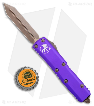 Microtech UTX-85 Spartan OTF Automatic Knife Purple (3.1" Bronze Apocalyptic) 6 Microtech UTX-85 Spartan OTF Automatic Knife Purple (3.1" Bronze Apocalyptic) - Image 4