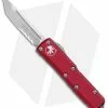 Microtech UTX-85 T/E OTF Automatic Knife Red (3.125" Stonewash Serr) 233-11RD -Avokelavavat Sales Store Microtech UTX 85 TE OTF Auto Red SW Serr 233 11RD BHQ 95393 jr