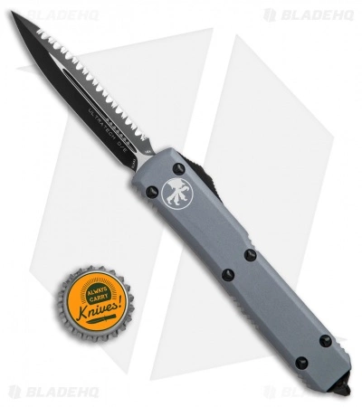 Microtech Ultratech D/E OTF Automatic Knife CC Gray (3.4" Black Full Serr) 6 Microtech Ultratech D/E OTF Automatic Knife CC Gray (3.4" Black Full Serr) - Image 4