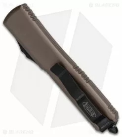 Microtech Ultratech Spartan OTF Automatic Knife Tan CC (3.4" Black Full Serr) -Avokelavavat Sales Store Microtech Ultratech OTF Spartan Tan CC Blk Full Serr 223 3CCTA BHQ 51779 jr side