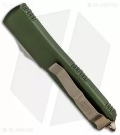 Microtech Ultratech T/E OTF Automatic Knife OD Green CC (3.4" Bronze SW) -Avokelavavat Sales Store Microtech Ultratech TE OTF Auto OD Green Bronze Apocalyptic 123 13 BHQ 89936 jr side