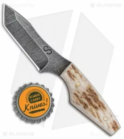 Olamic Cutlery Clip Tanto Neck Knife Stag (3" Damascus) -Avokelavavat Sales Store Olamic Cutlery Clip Tanto Neck Knife Stag Damascus BHQ 101041 jr bottlecap