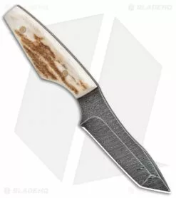 Olamic Cutlery Clip Tanto Neck Knife Stag (3" Damascus) -Avokelavavat Sales Store Olamic Cutlery Clip Tanto Neck Knife Stag Damascus BHQ 101041 jr spine
