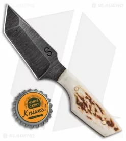 Olamic Cutlery Custom Tanto Fixed Blade Neck Knife Stag (3" Damascus) -Avokelavavat Sales Store Olamic Cutlery Custom Tanto Neck Knife Stag Damascus BHQ 91670 jr bottlecap