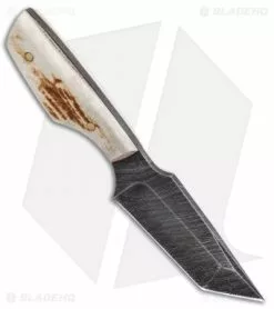 Olamic Cutlery Custom Tanto Fixed Blade Neck Knife Stag (3" Damascus) -Avokelavavat Sales Store Olamic Cutlery Custom Tanto Neck Knife Stag Damascus BHQ 91670 jr spine
