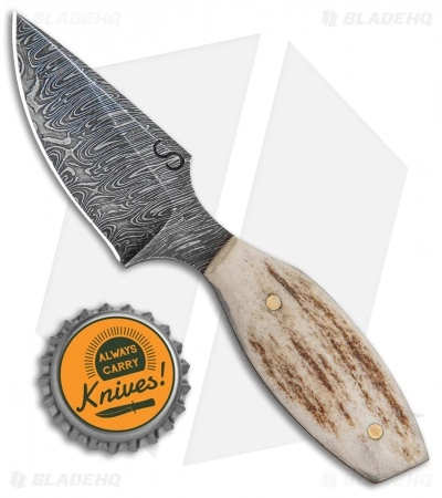 Olamic Cutlery Harpoon Neck Knife Stag (3" Damascus) 6 Olamic Cutlery Harpoon Neck Knife Stag (3" Damascus) - Image 4