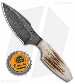 Olamic Cutlery Harpoon Slim Neck Knife Stag (3" Damascus) -Avokelavavat Sales Store Olamic Cutlery Harpoon Slim Neck Knife Stag Damascus BHQ 101043 jr bottlecap