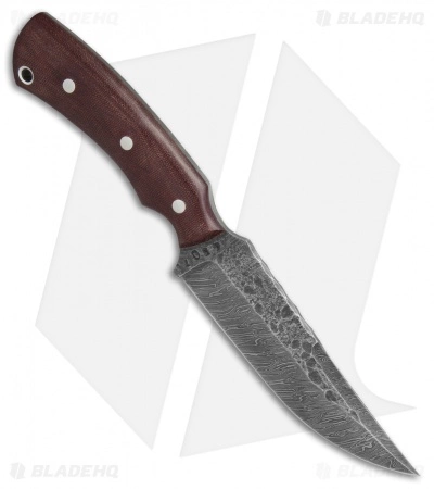 Olamic Cutlery Kovda Fixed Blade Knife Maroon Micarta (5.375" Damascus) #4307 4 Olamic Cutlery Kovda Fixed Blade Knife Maroon Micarta (5.375" Damascus) #4307 - Image 2