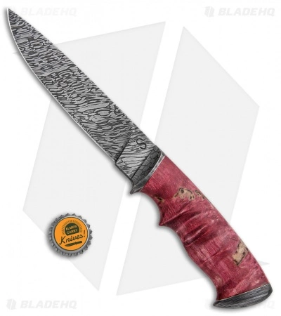 Olamic Cutlery Suna Fixed Blade Knife Carved Birch (5.5" Damascus) 6 Olamic Cutlery Suna Fixed Blade Knife Carved Birch (5.5" Damascus) - Image 4