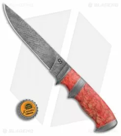 Olamic Cutlery Suna Fixed Blade Knife Red Karelian Birch (5.375" Damascus) #4378 -Avokelavavat Sales Store Olamic Cutlery Suna Red Karelian Birch damascus 4378 BHQ 71922 er size