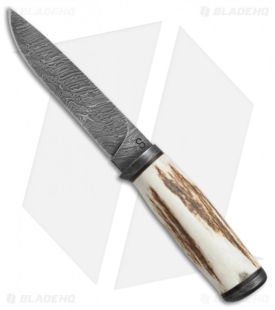 Olamic Cutlery Suna Fixed Blade Knife Stag (5.75" Damascus) #4341 3 Olamic Cutlery Suna Fixed Blade Knife Stag (5.75" Damascus) #4341