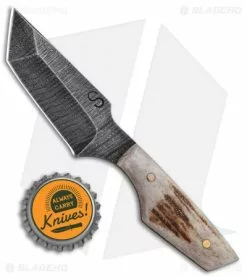 Olamic Cutlery Tanto Neck Knife Stag (3" Damascus) -Avokelavavat Sales Store Olamic Cutlery Tanto Neck Knife Stag Damascus BHQ 101040 jr bottlecap