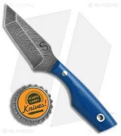 Olamic Cutlery Tanto Fixed Blade Neck Knife Blue G-10 (2.375" Damascus) -Avokelavavat Sales Store Olamic Cutlery Tanto blue G10 damascus BHQ 71933 er size