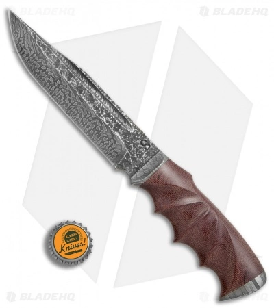 Olamic Cutlery Olamic Voykar HT Fixed Blade Knife Natural Micarta (6" Marbled Damascus) #4315 6 Olamic Cutlery Olamic Voykar HT Fixed Blade Knife Natural Micarta (6" Marbled Damascus) #4315 - Image 4